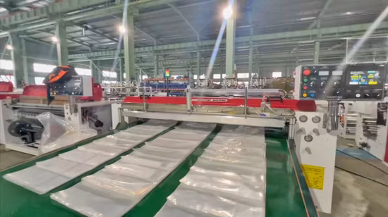 Machine automatique de fabrication de sacs à provisions avec poignée découpée par soudure inférieure à 3 lignes
